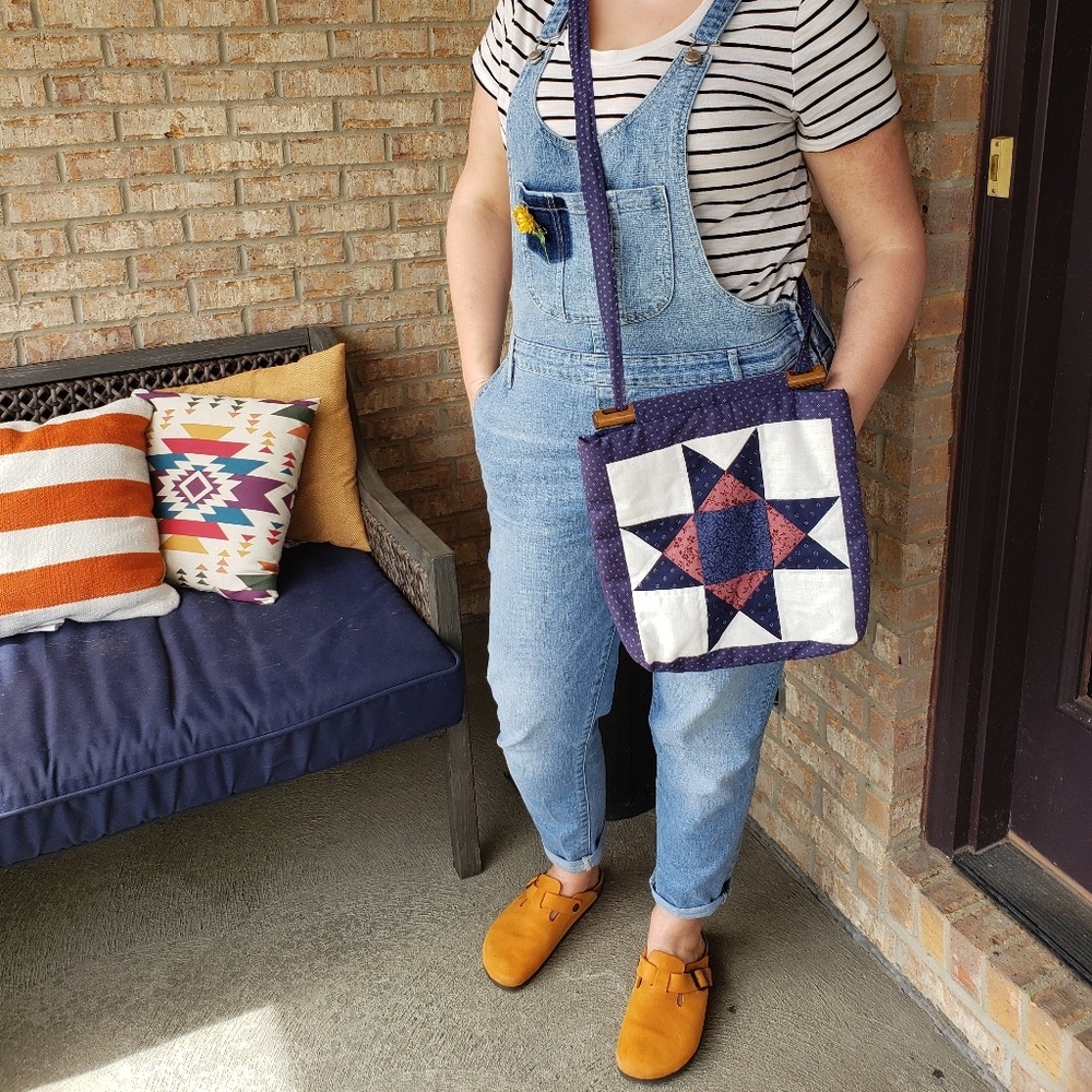 Vintage folk art quilt purse